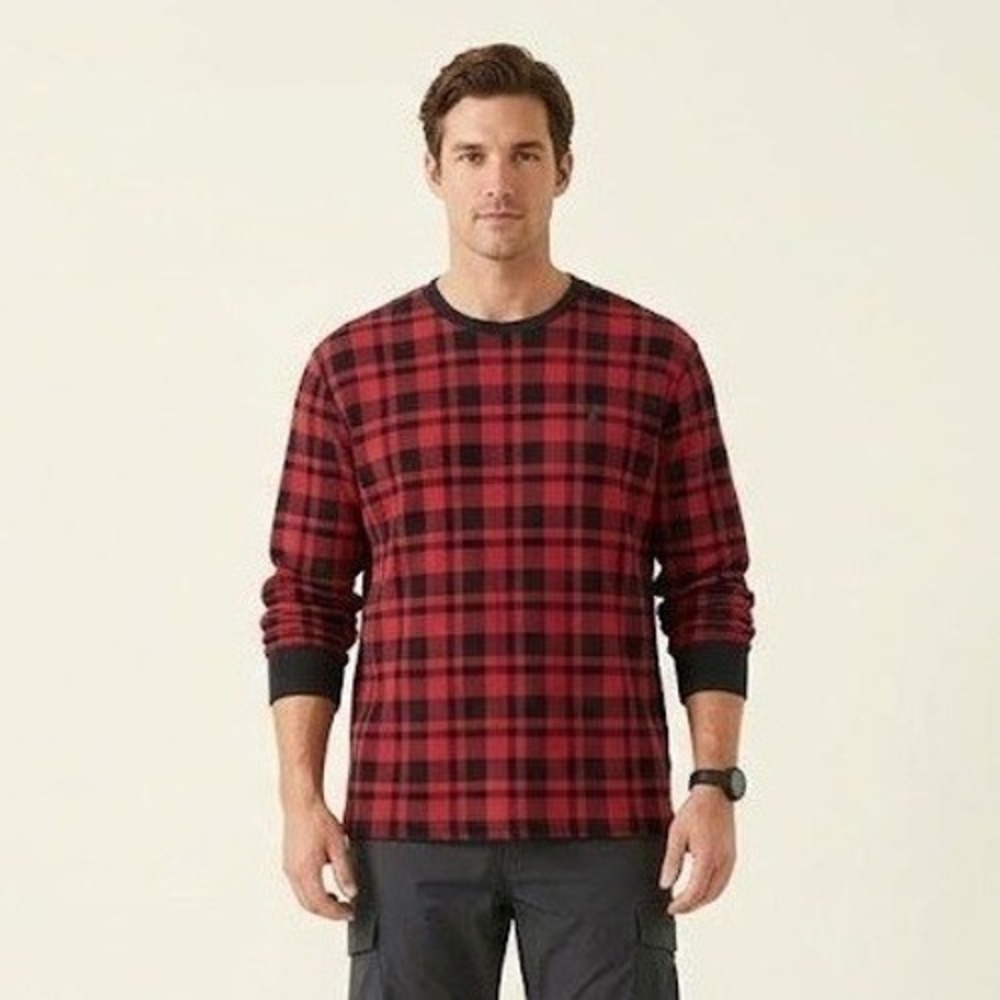 Polo Ralph Lauren Waffle Knit Thermal Shirt Men's 2XL Red Black Buffalo Plaid